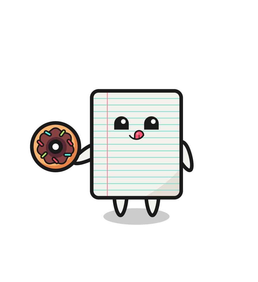 ilustración de un personaje de papel comiendo un donut vector