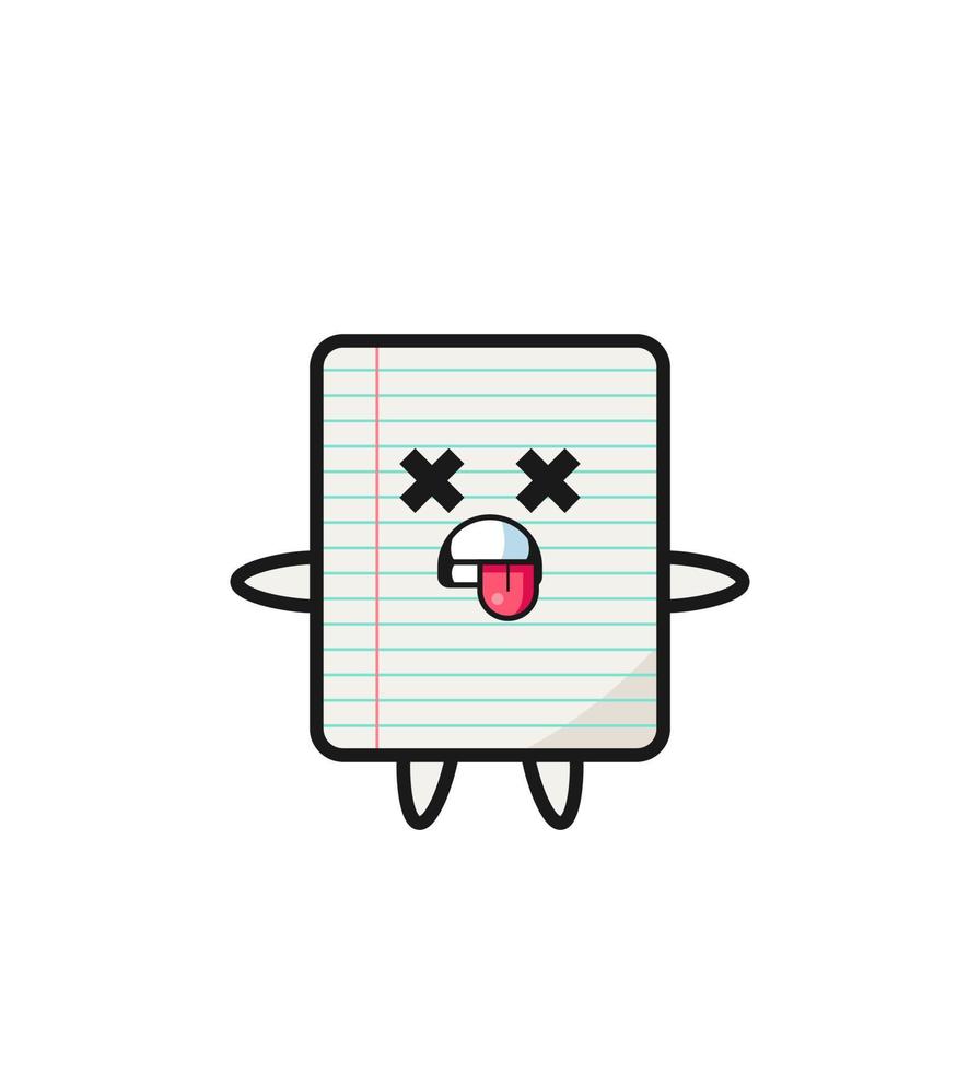 character of the cute paper with dead pose vector