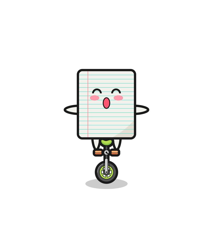 The cute paper character is riding a circus bike vector