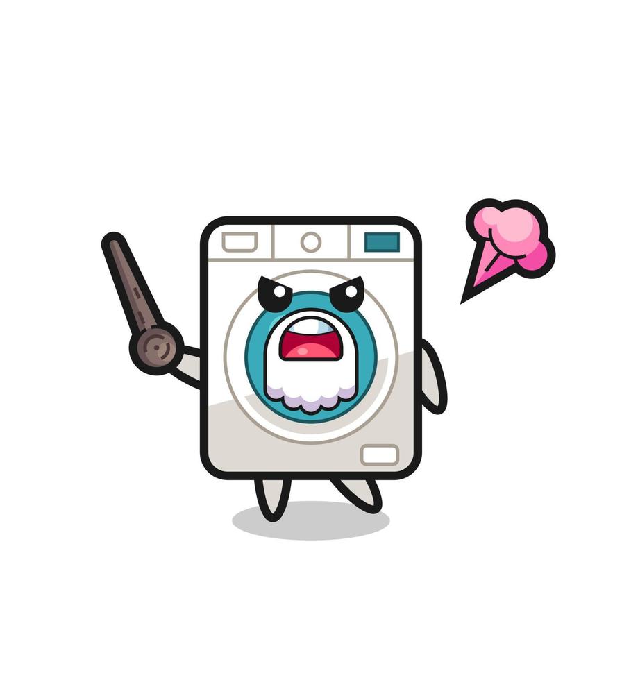 cute washing machine grandpa is getting angry vector