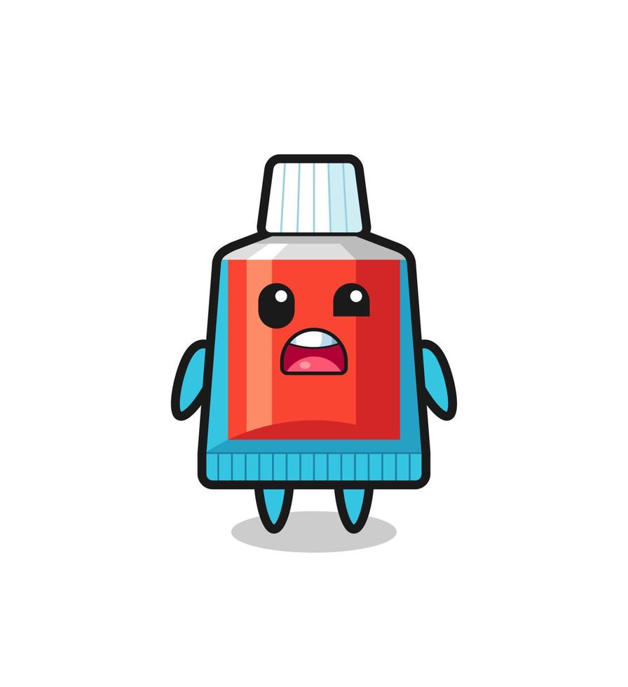 the shocked face of the cute toothpaste mascot vector