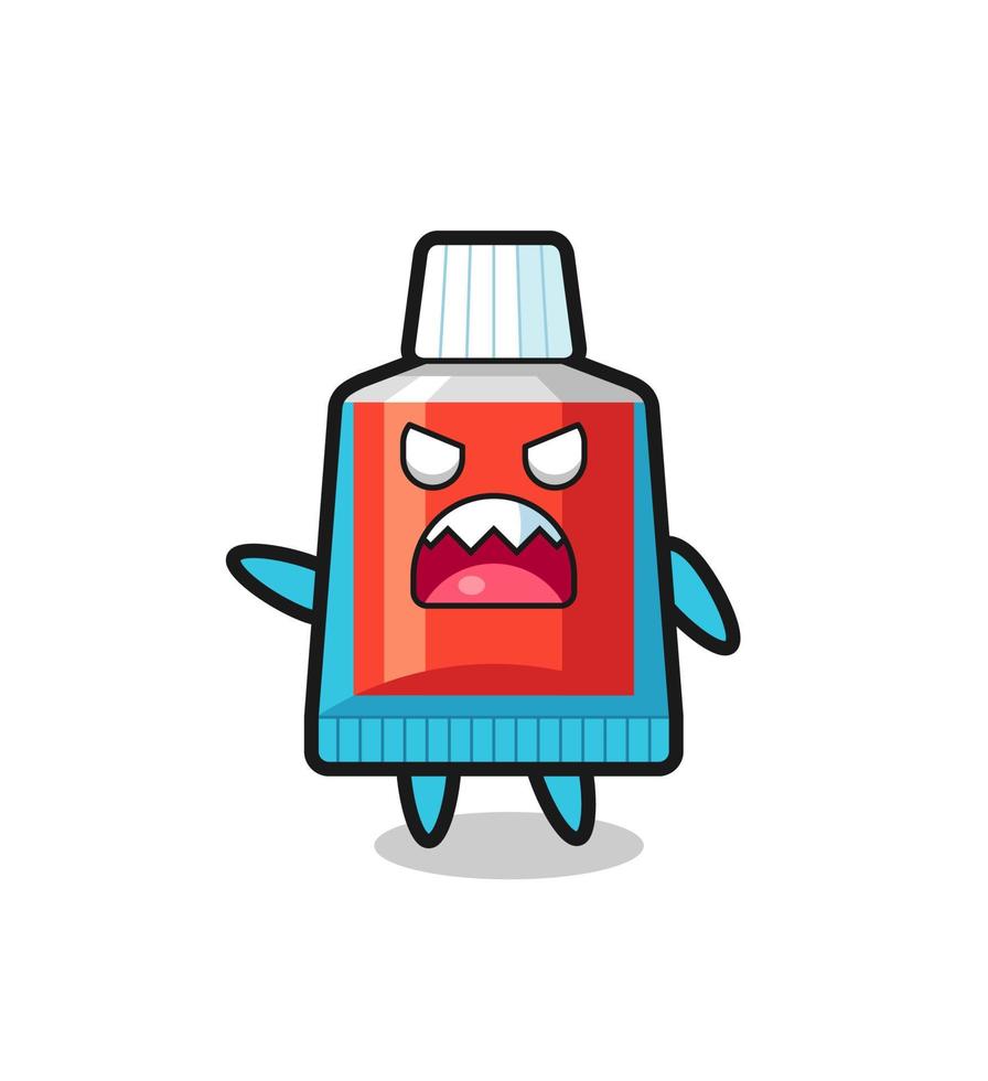 cute toothpaste cartoon in a very angry pose vector