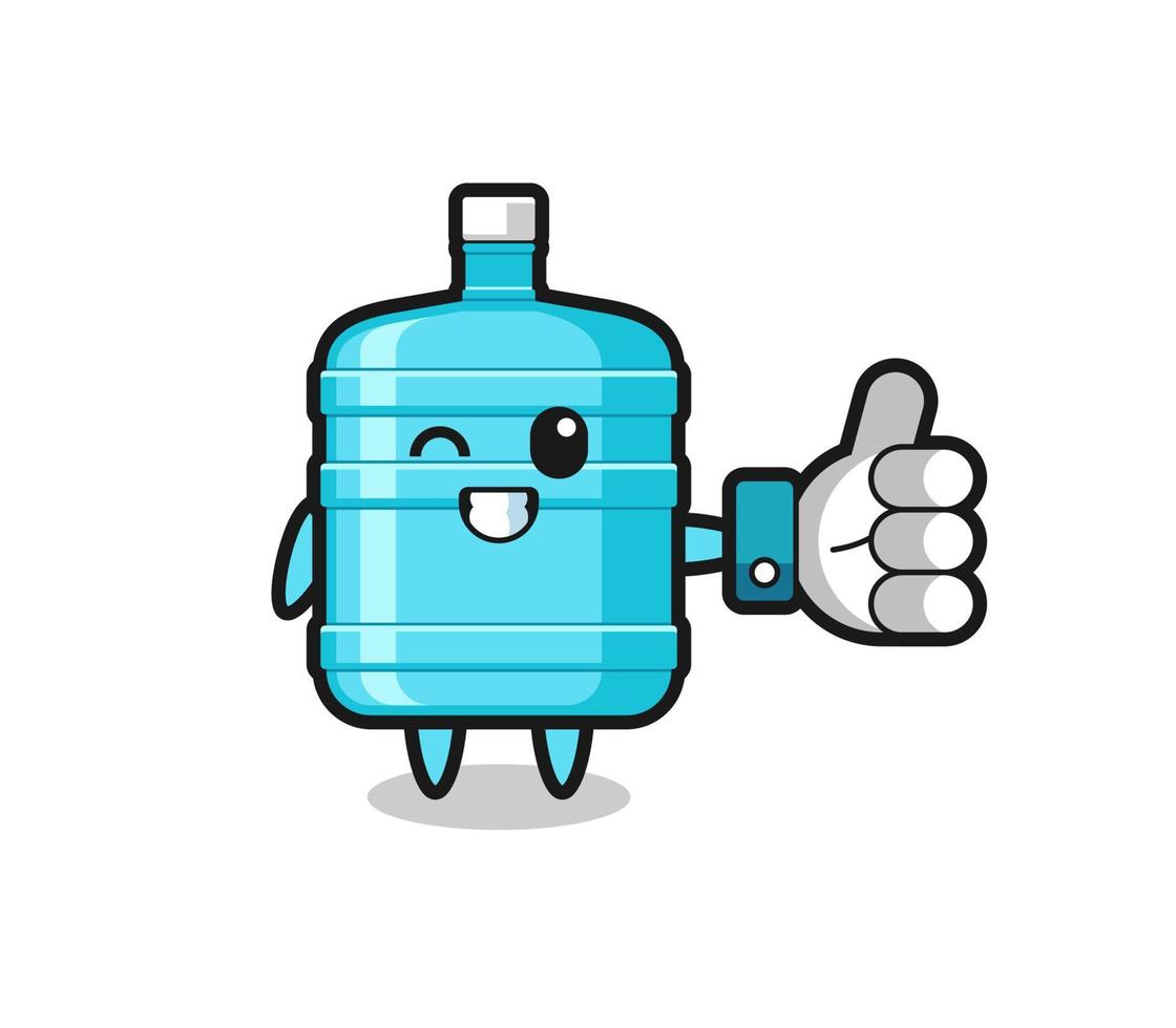cute gallon water bottle with social media thumbs up symbol vector