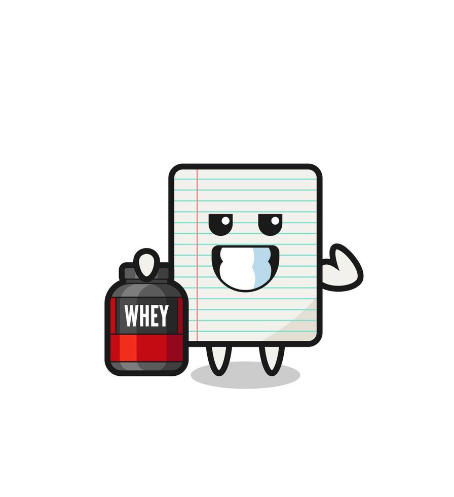 the muscular paper character is holding a protein supplement vector