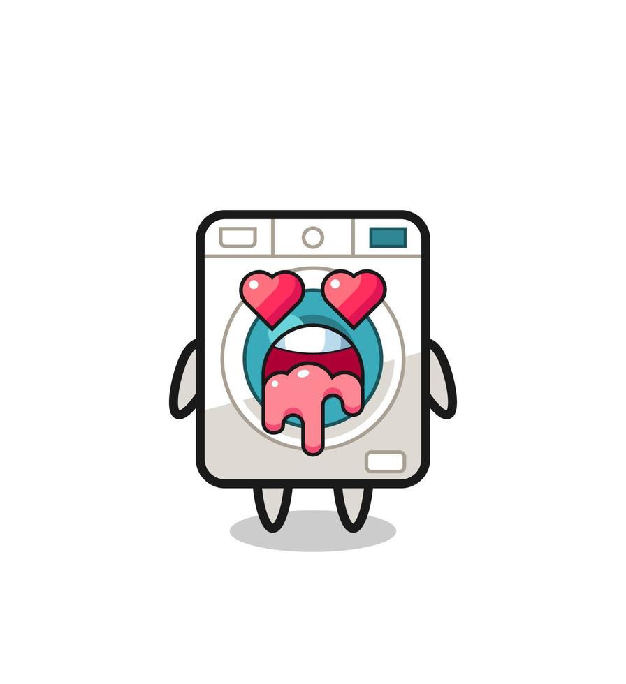 the falling in love expression of a cute washing machine with heart shaped eyes vector