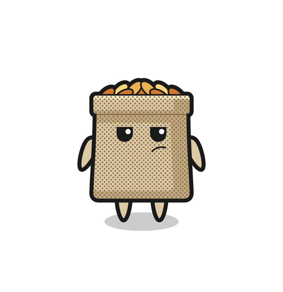 cute wheat sack character with suspicious expression vector