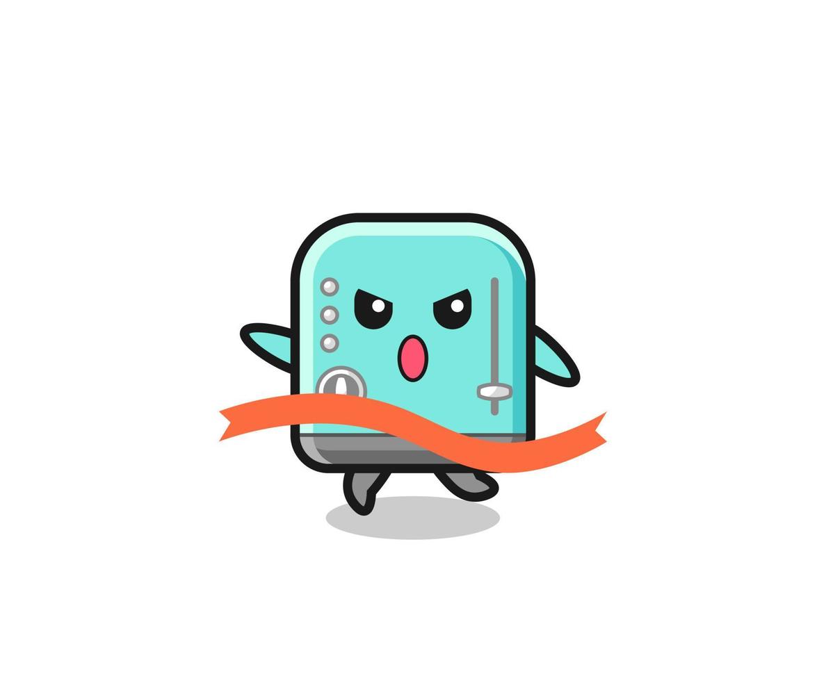 cute toaster illustration is reaching the finish vector