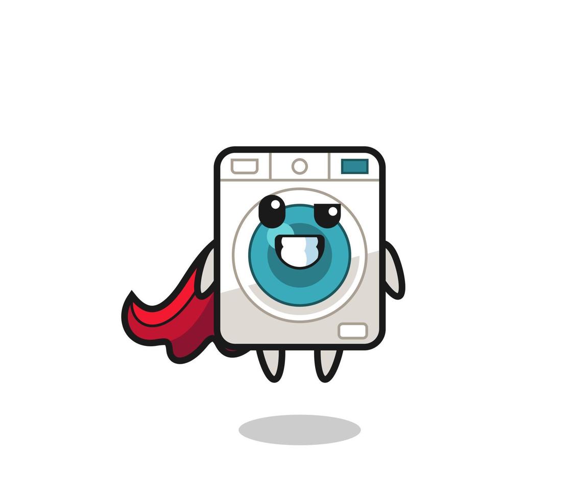 the cute washing machine character as a flying superhero vector