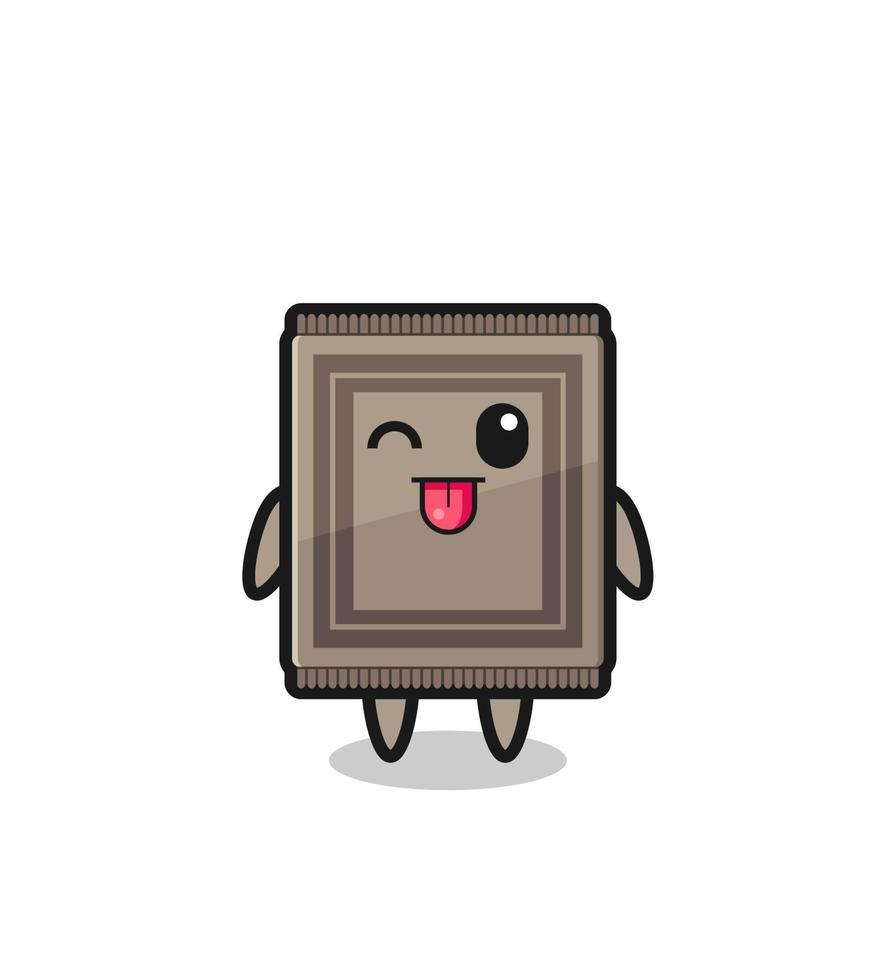 cute carpet character in sweet expression while sticking out her tongue vector