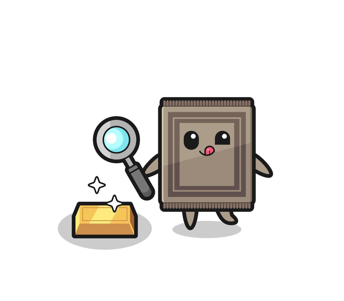 carpet character is checking the authenticity of the gold bullion vector