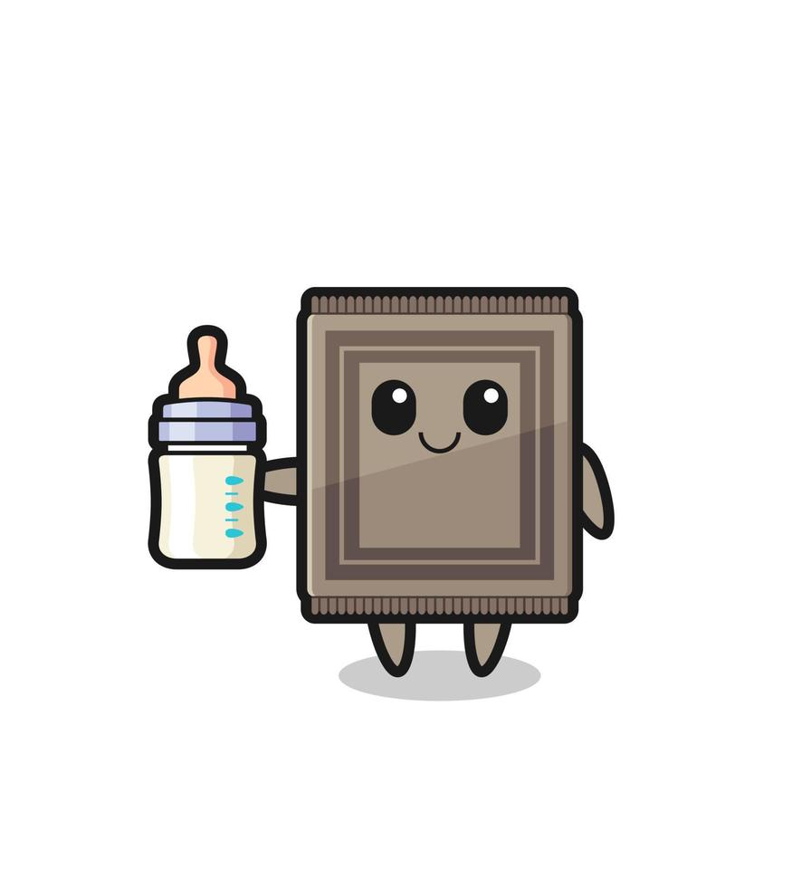 baby carpet cartoon character with milk bottle vector