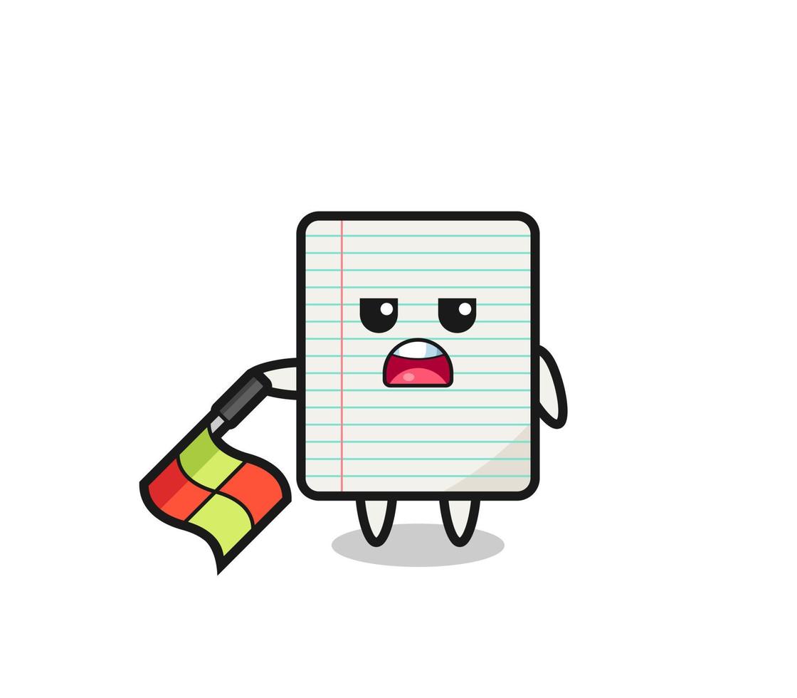 paper character as line judge hold the flag down at a 45 degree angle vector