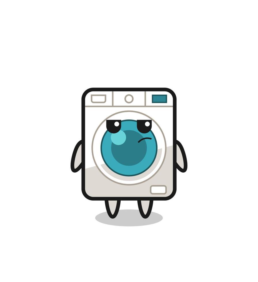 cute washing machine character with suspicious expression vector