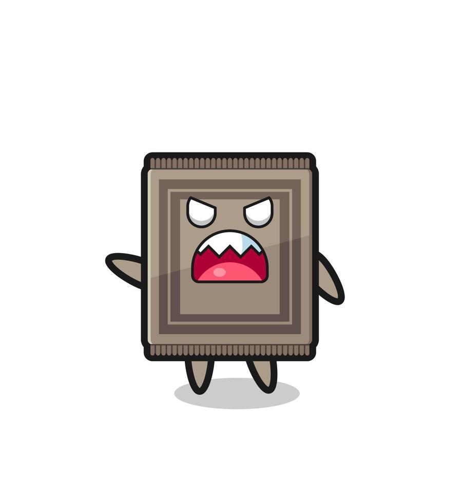 cute carpet cartoon in a very angry pose vector