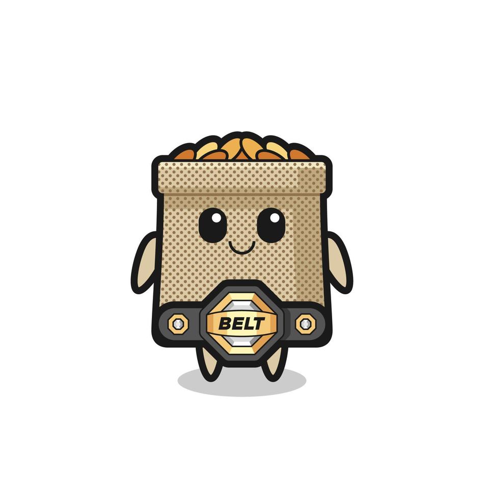 the MMA fighter wheat sack mascot with a belt vector