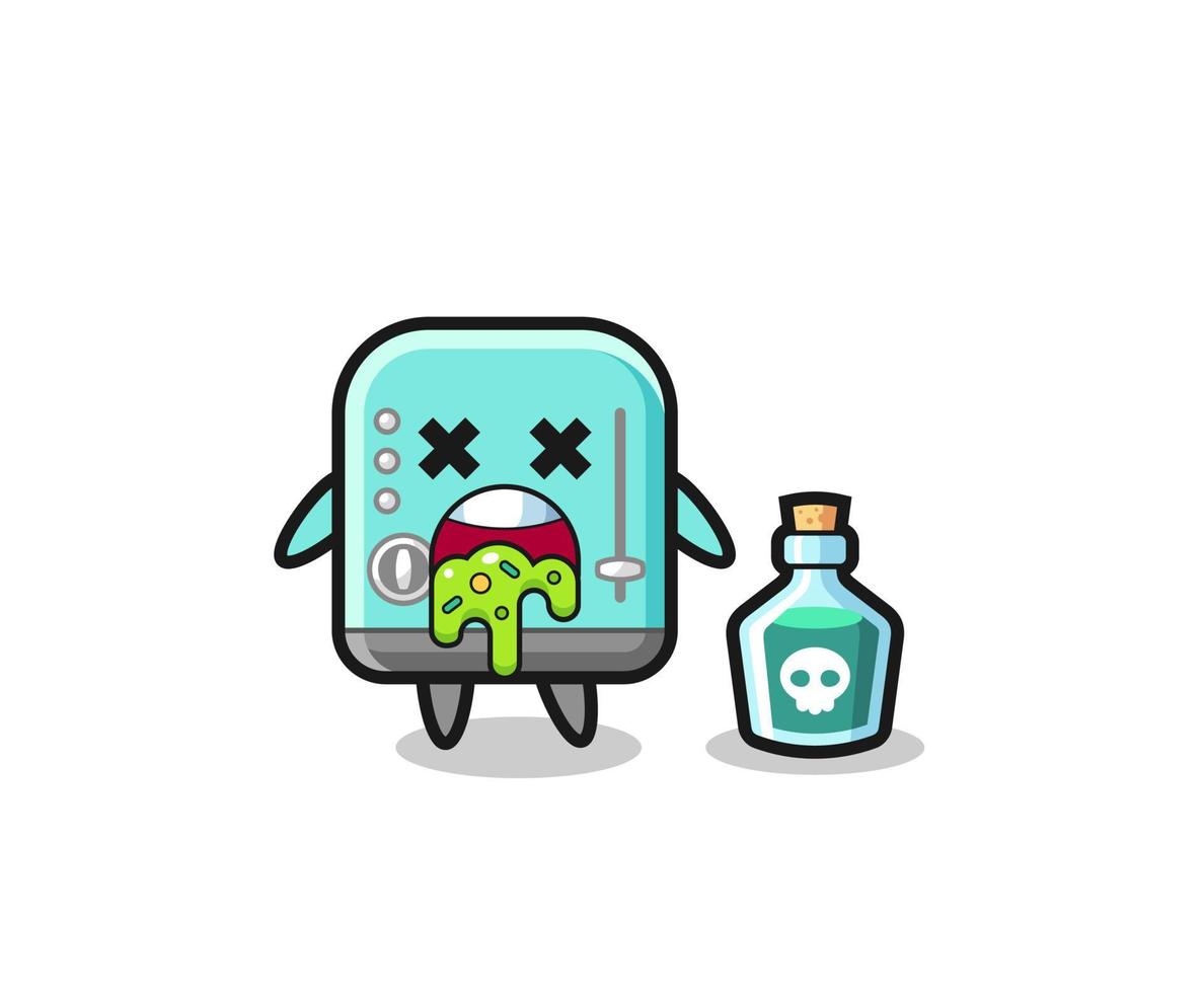 illustration of an toaster character vomiting due to poisoning vector