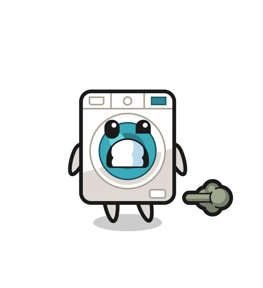 the illustration of the washing machine cartoon doing fart vector