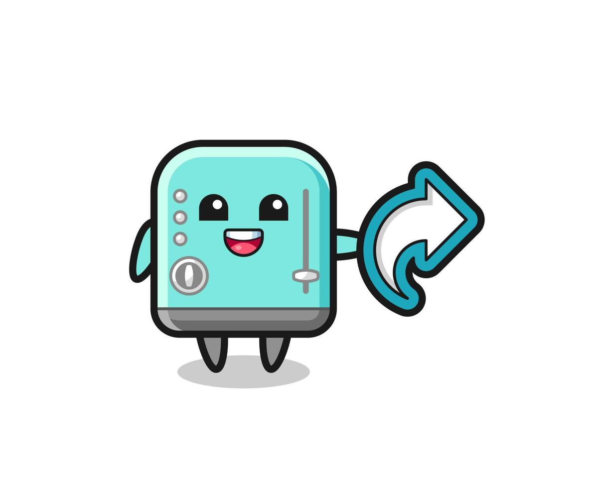 cute toaster hold social media share symbol vector