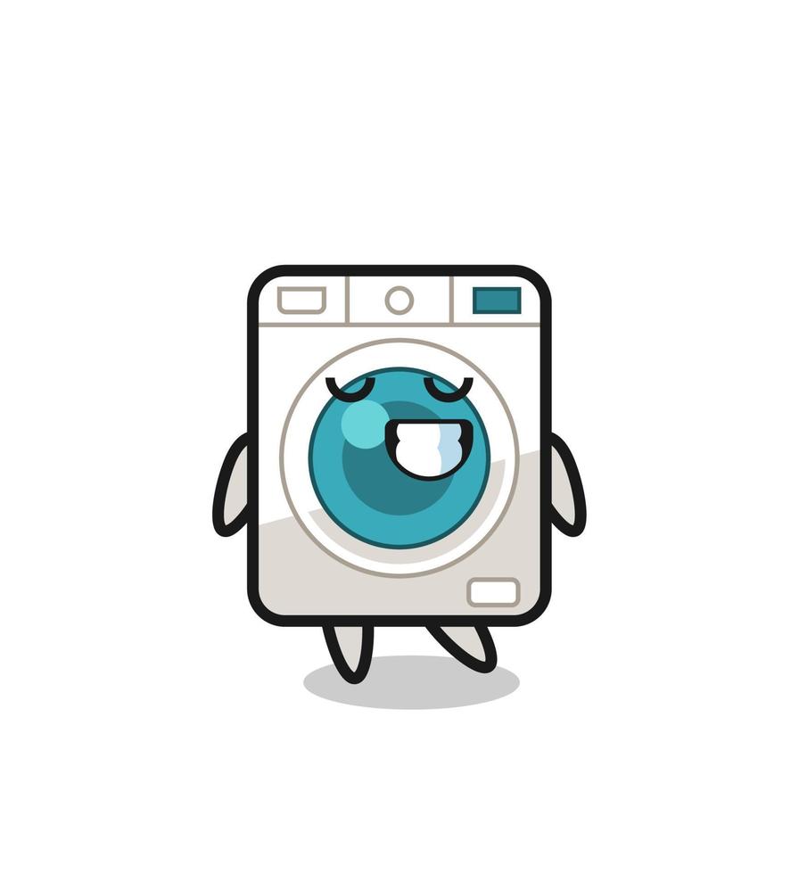 washing machine cartoon illustration with a shy expression vector