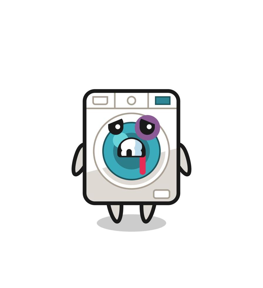 injured washing machine character with a bruised face vector