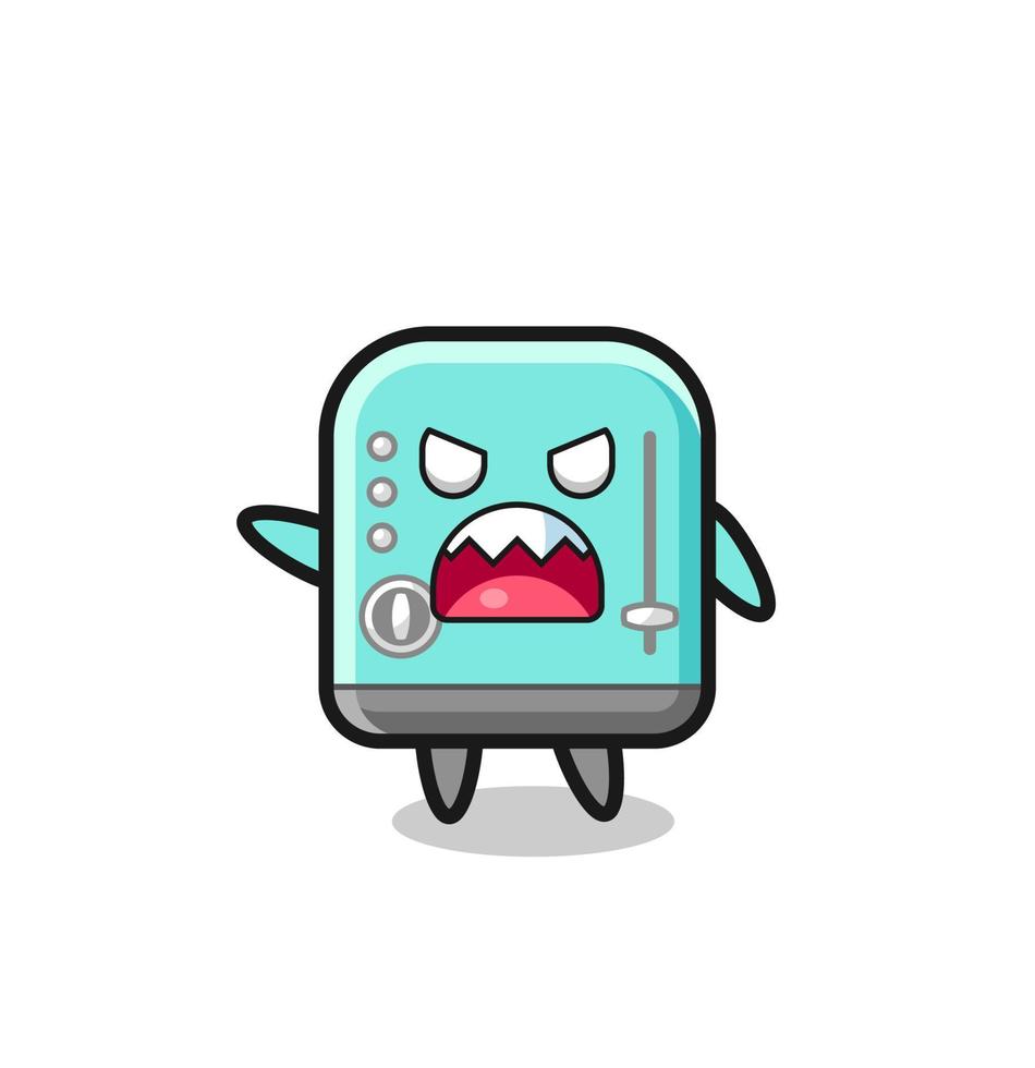 cute toaster cartoon in a very angry pose vector