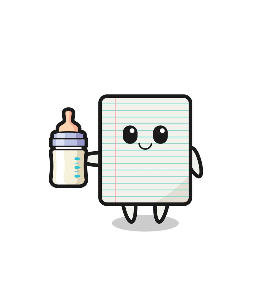 baby paper cartoon character with milk bottle vector