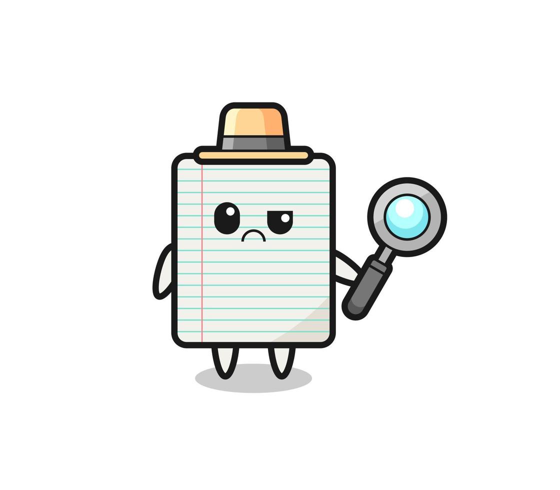 the mascot of cute paper as a detective vector