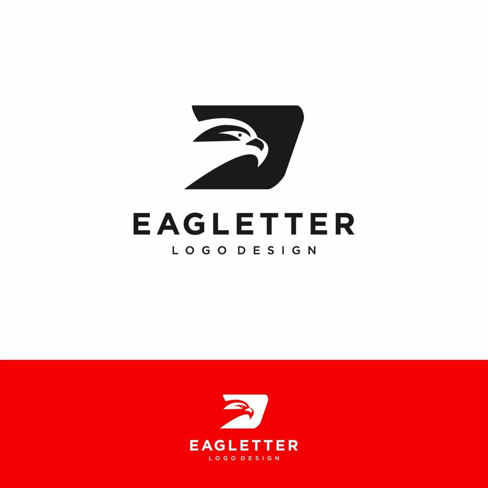 Letter D eagle head logo black vector color and red background art