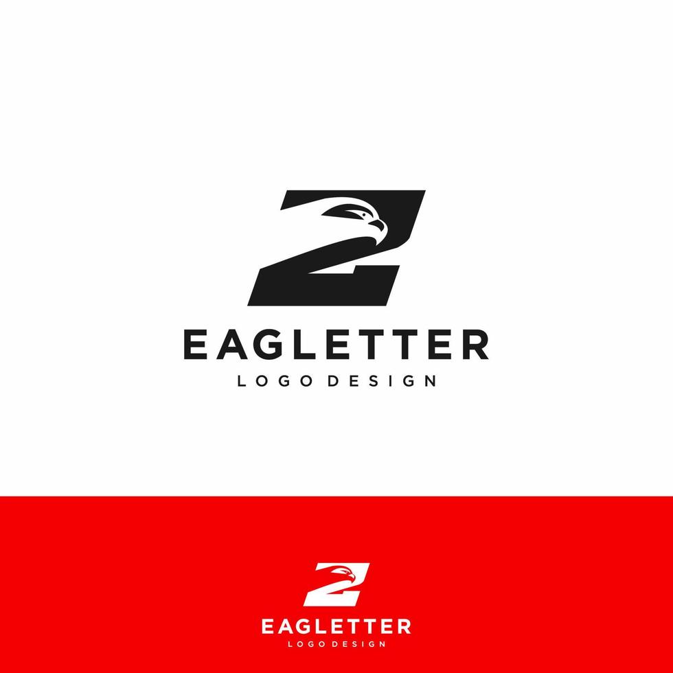 letra z cabeza de águila logotipo negro vector color y arte de fondo rojo