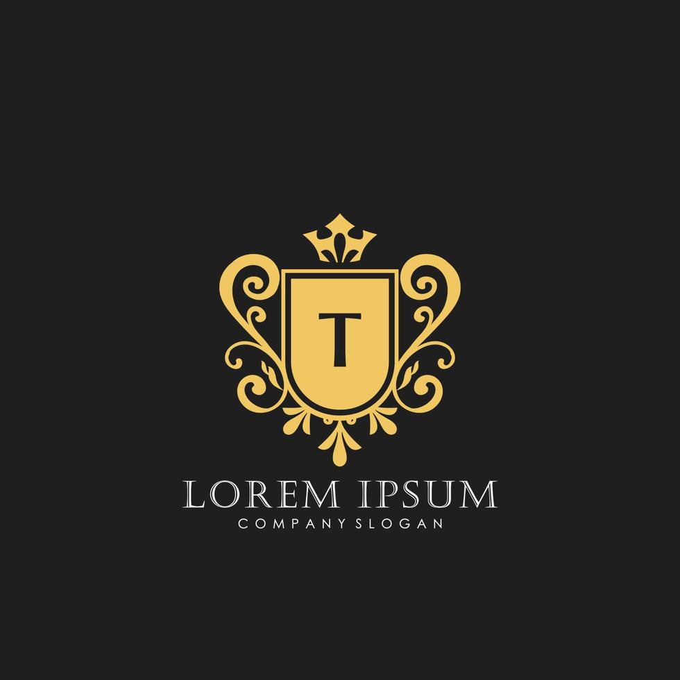 T Initial Letter Luxury Logo template in vector art for Restaurant, Royalty, Boutique, Cafe, Hotel, Heraldic, Jewelry, Fashion and other vector illustration.