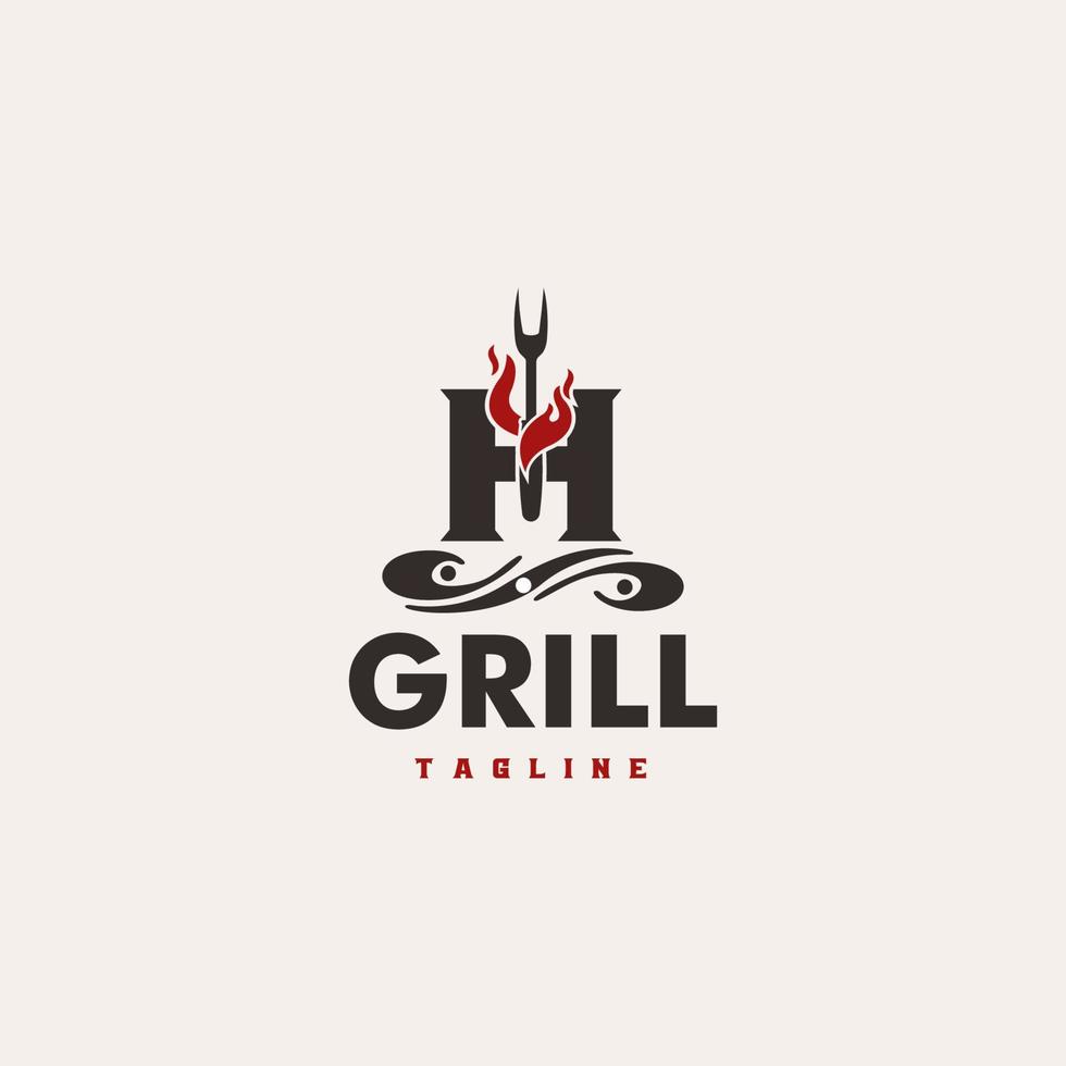 H Letter Grill Basic and elegant minimal artistic design based Icon logo vector