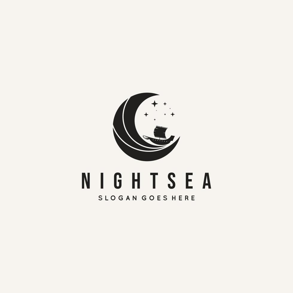 Creative night sea combination Concept Logo Design Template Vector art