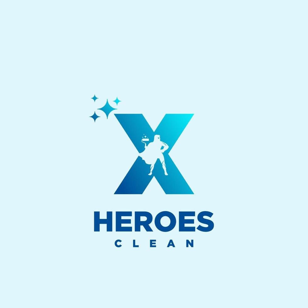 x hero letra inicial servicio de limpieza simple moderno logo idea art. vector