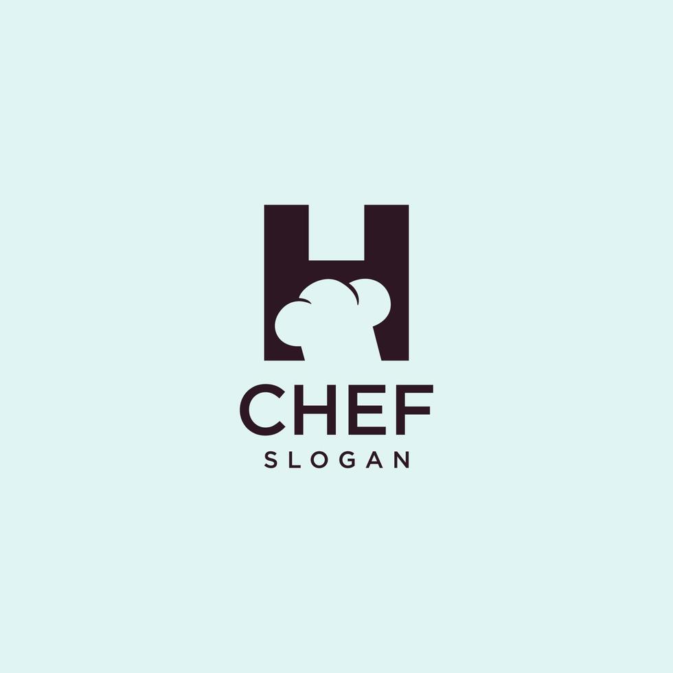 logotipo del chef de la letra h, arte inicial del diseño del vector del cocinero del restaurante