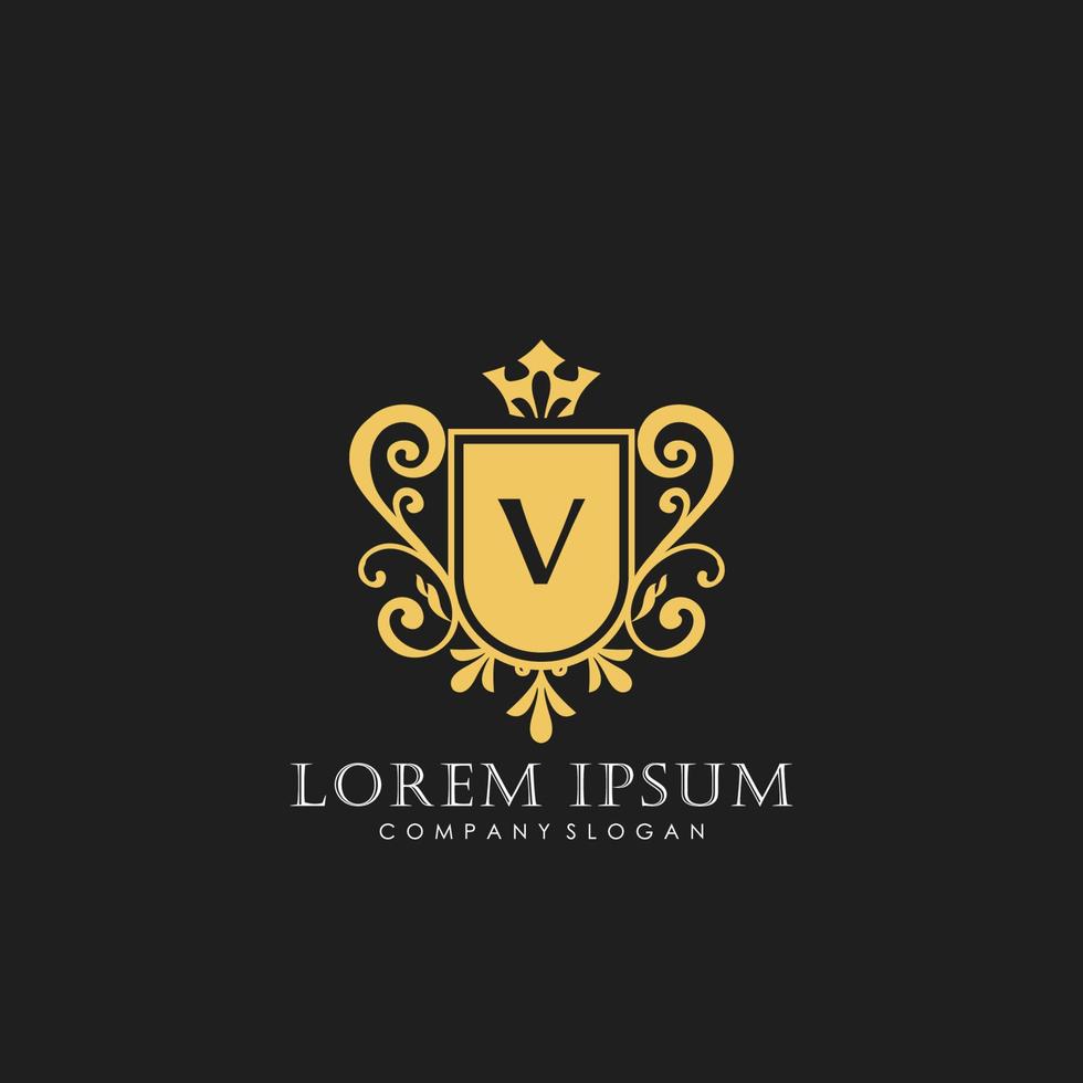 V Initial Letter Luxury Logo template in vector art for Restaurant, Royalty, Boutique, Cafe, Hotel, Heraldic, Jewelry, Fashion and other vector illustration.