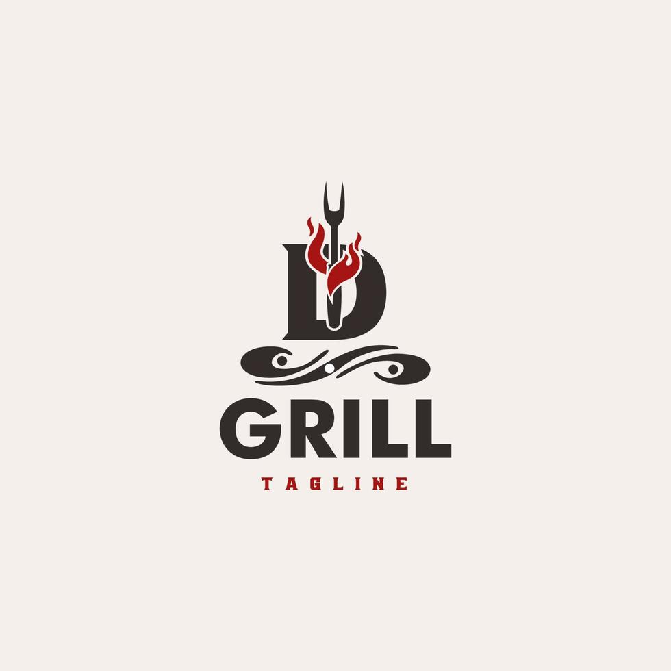 D Letter Grill Basic and elegant minimal artistic design based Icon logo vector