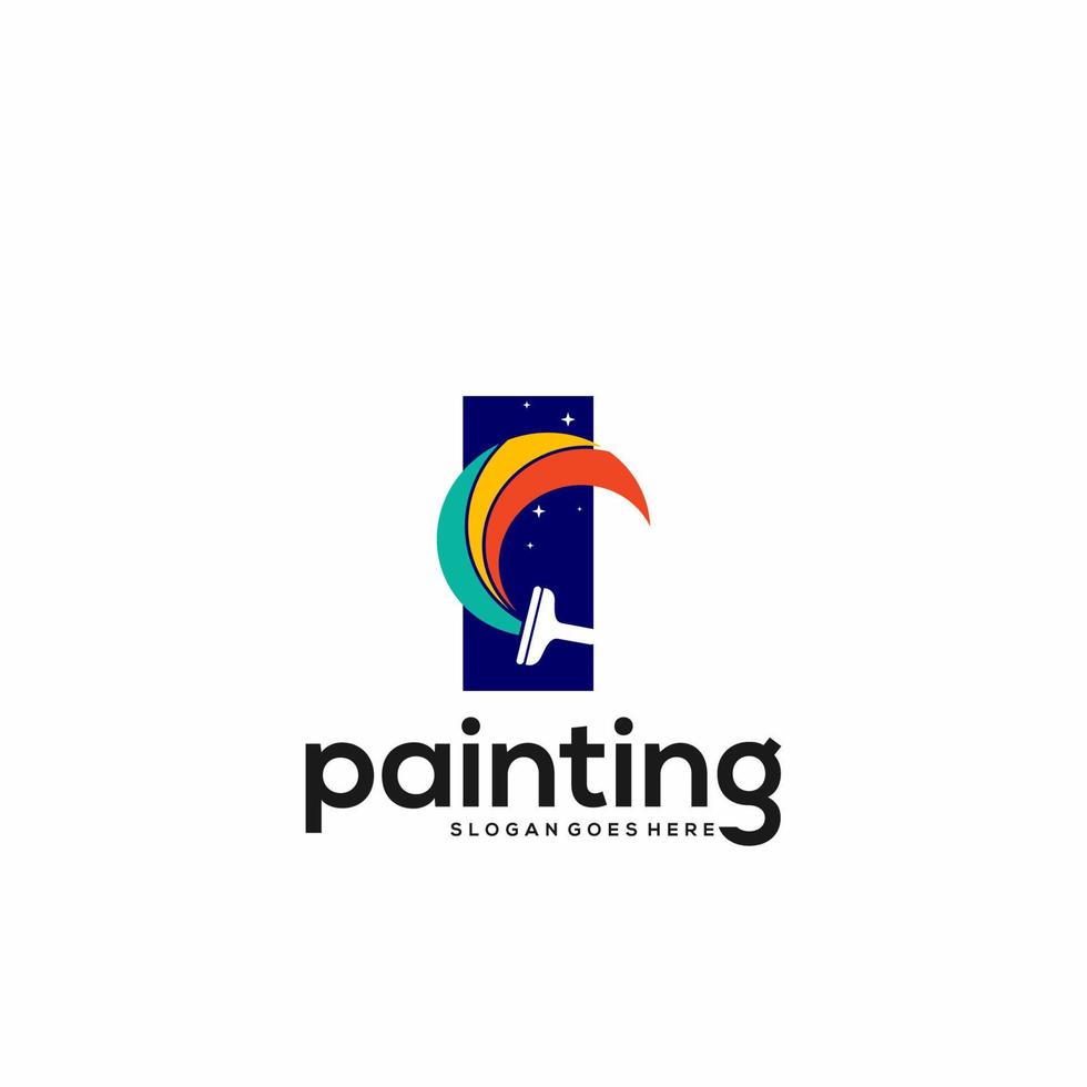 I letter logo and paint drop design combination, Colorful logo template art vector