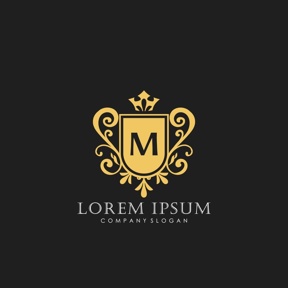 M Initial Letter Luxury Logo template in vector art for Restaurant, Royalty, Boutique, Cafe, Hotel, Heraldic, Jewelry, Fashion and other vector illustration.