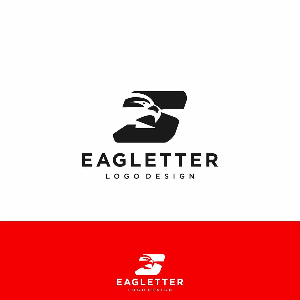 logotipo de la cabeza del águila de la letra s color vectorial negro y arte de fondo rojo vector