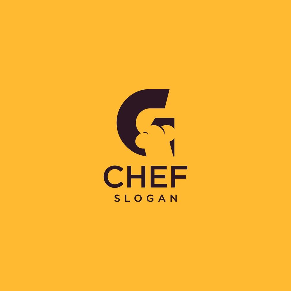 logotipo del chef de la letra g, arte inicial del diseño del vector del cocinero del restaurante