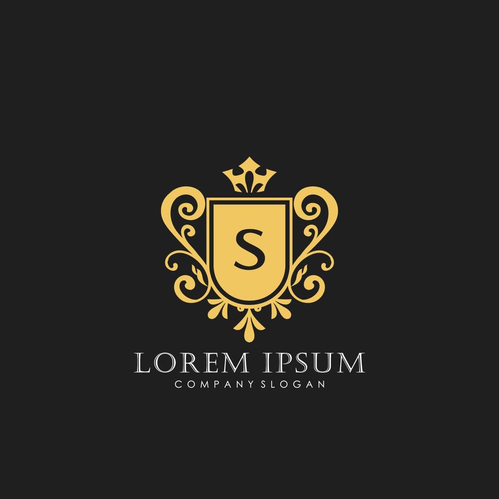 S Initial Letter Luxury Logo template in vector art for Restaurant, Royalty, Boutique, Cafe, Hotel, Heraldic, Jewelry, Fashion and other vector illustration.