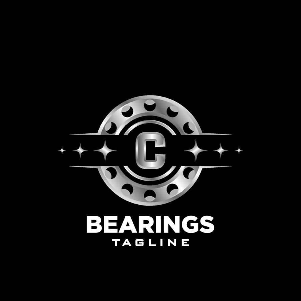 C Letter roller bearing letter  logo icon vector emblem