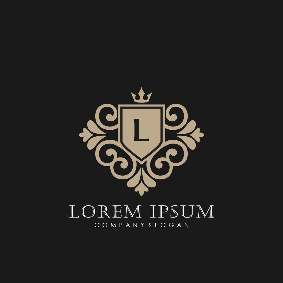 L plantilla de logotipo de lujo con letra inicial en arte vectorial para restaurante, realeza, boutique, cafetería, hotel, heráldica, joyería, moda y otras ilustraciones vectoriales. vector