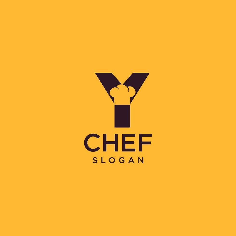 logotipo de la letra y del chef, arte inicial del diseño del vector del cocinero del restaurante