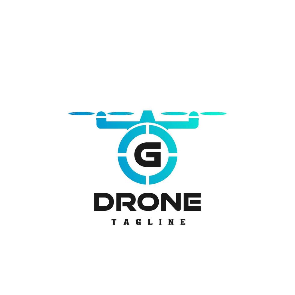 g arte del logotipo de la letra inicial para la tienda de drones. logo para tienda de drones, logo de drones con inicial. vector