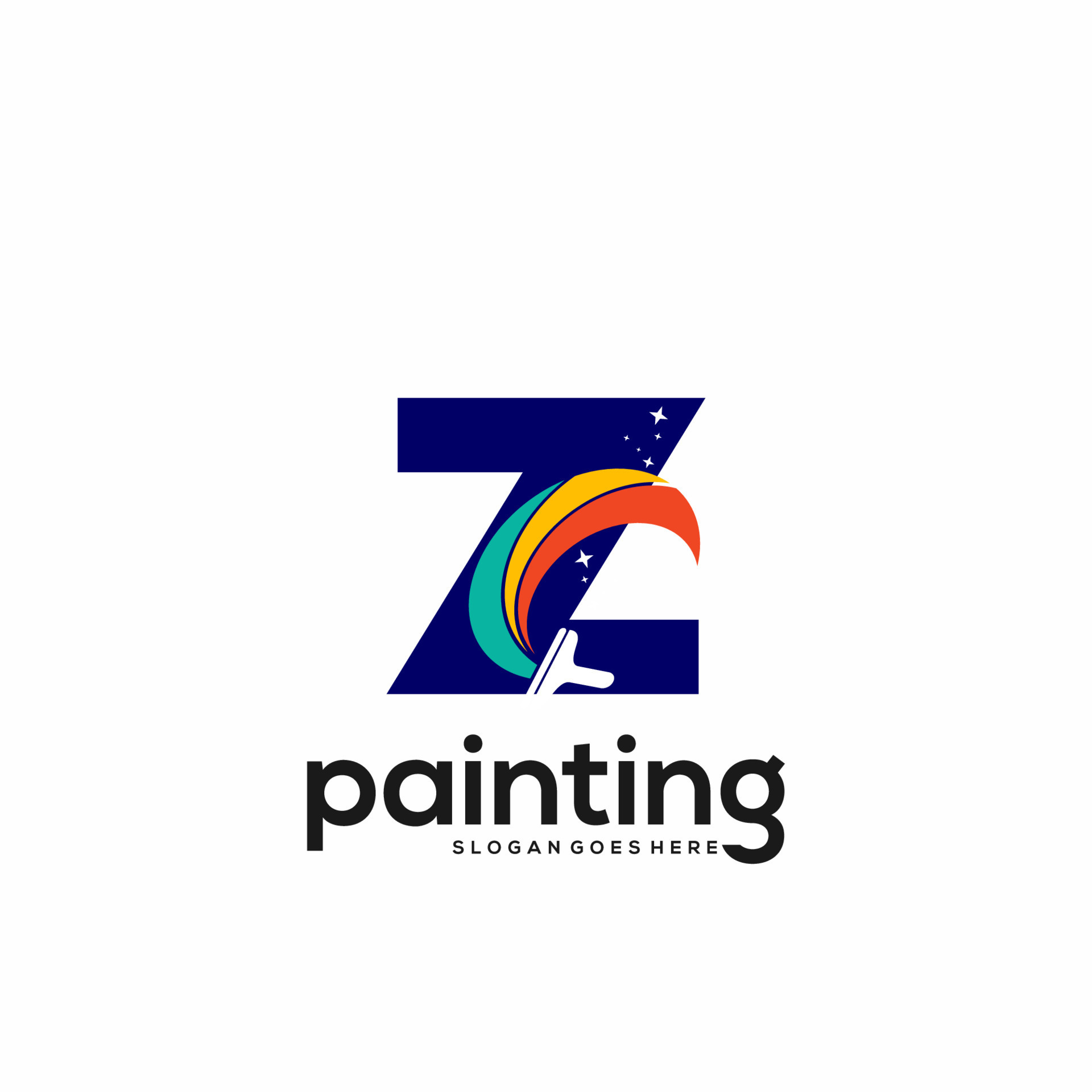 Z letter logo and paint drop design combination, Colorful logo template