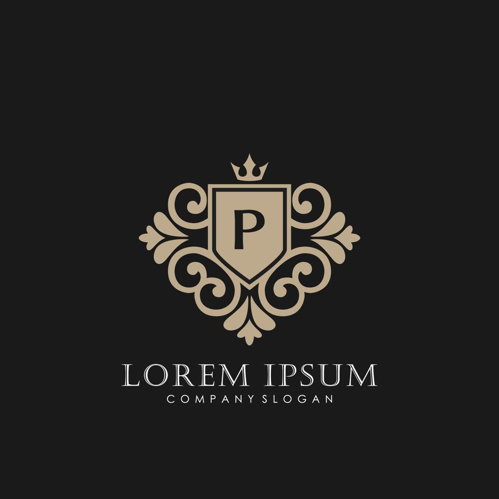 plantilla de logotipo de lujo con letra inicial p en arte vectorial para restaurante, realeza, boutique, cafetería, hotel, heráldica, joyería, moda y otras ilustraciones vectoriales. vector