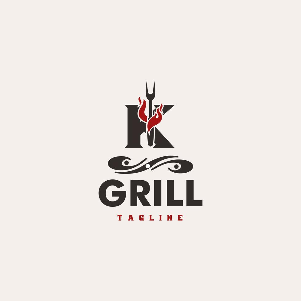 K Letter Grill Basic and elegant minimal artistic design based Icon logo vector