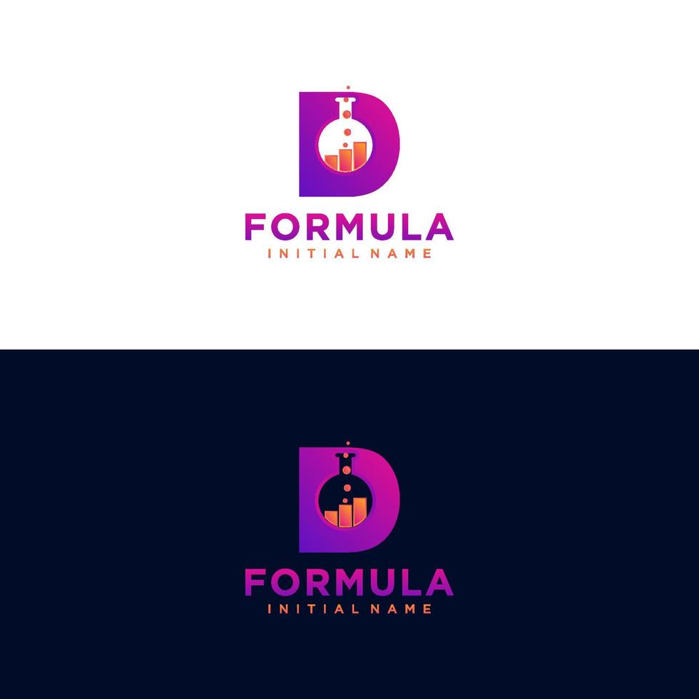 Modern initial letter D formula botlle lab logo. simple icon, template design art vector