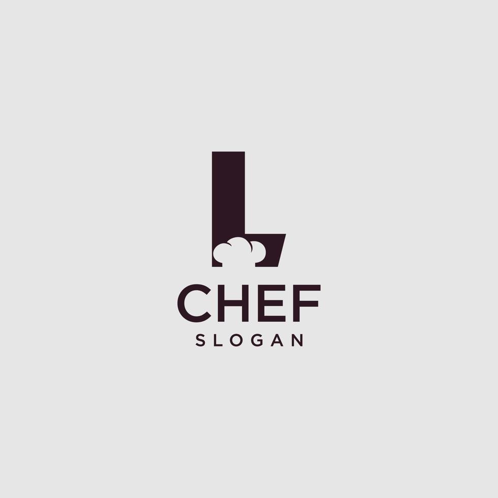 logotipo del chef de la letra l, arte inicial del diseño del vector del cocinero del restaurante